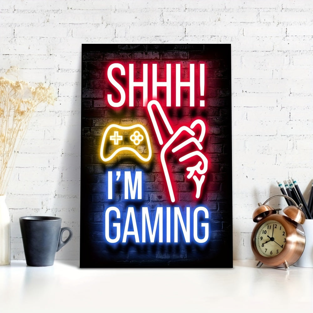 1 st neonspelposter - livfull canvastavla för spelhallar och pojkrum - perfekt väggdekor för Mancaves
