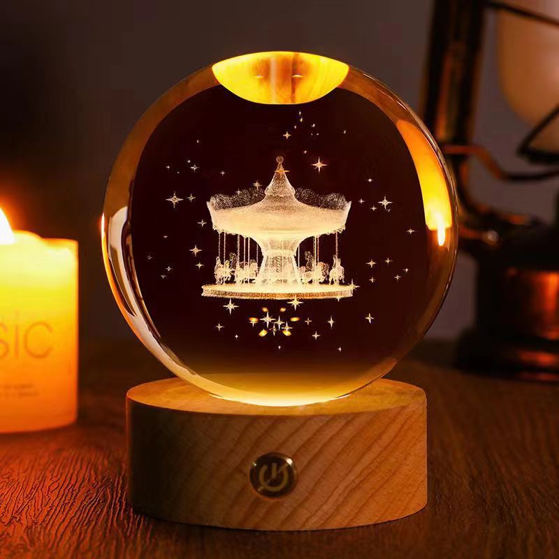 Stjärnhimmel 3D Mikro Landskap Kristallkula Hem Skrivbord Kreativ Interiör Snideri Vit Kristallkula Ornament Hantverk Presentprodukt