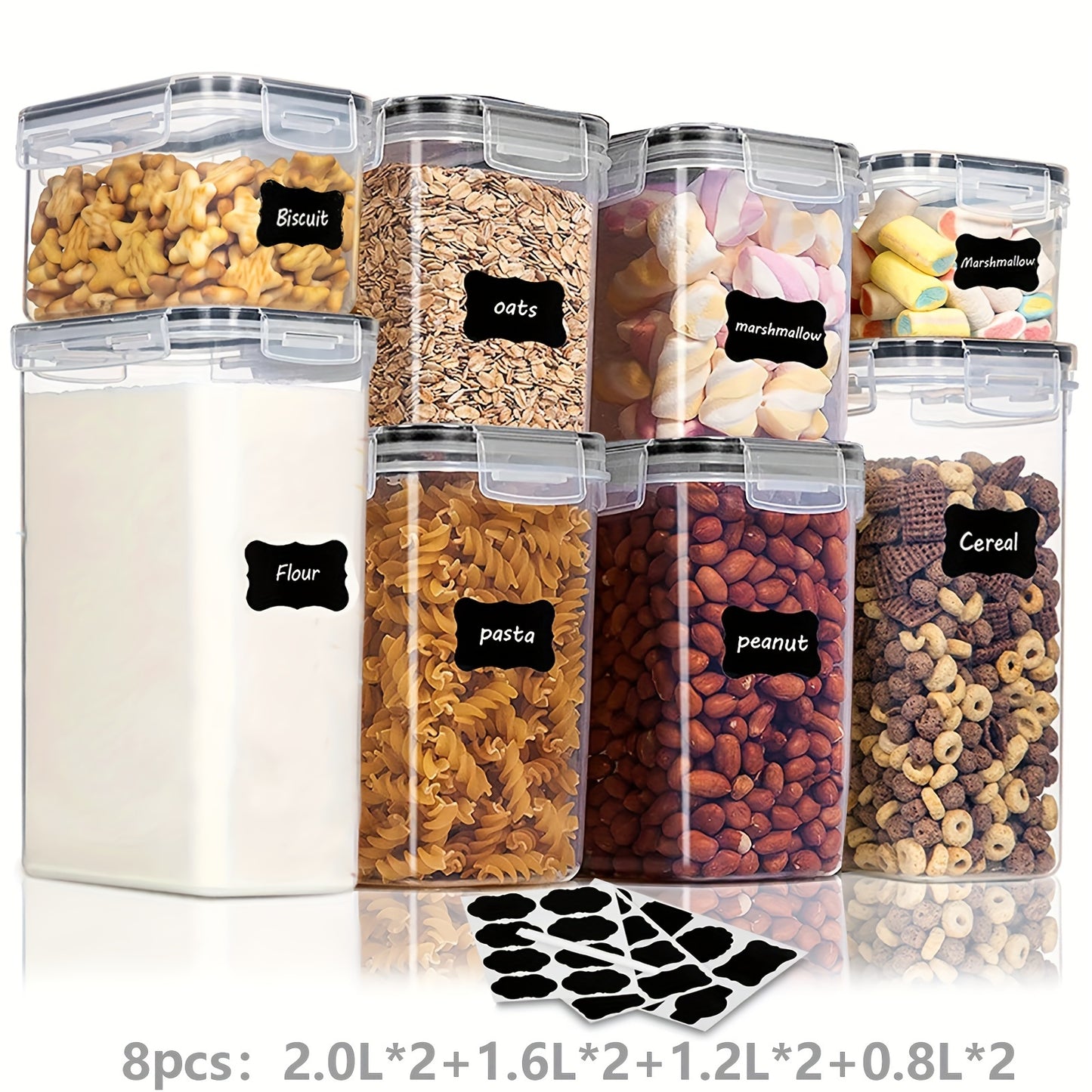 För husbilsorganisation! 4/8/10 st lufttäta matförvaringsbehållare med lock, BPA-fria plastbehållare för kök och skafferi för organisation av flingor, mjöl, socker, lämpliga husbil/husvagn
