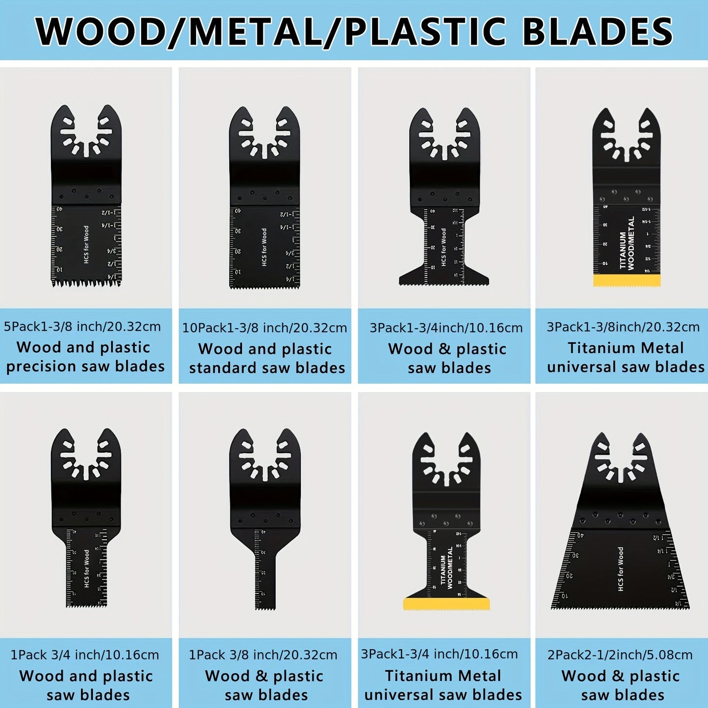 97-delars set med oscillerande sågblad: Multiverktyg för trä- och metallskärning, bimetallsågblad + sandpapper och snabbkopplingssågblad - Passar Dewalt, Ryobi, Milwaukee, Rockwell, Fein, Makita