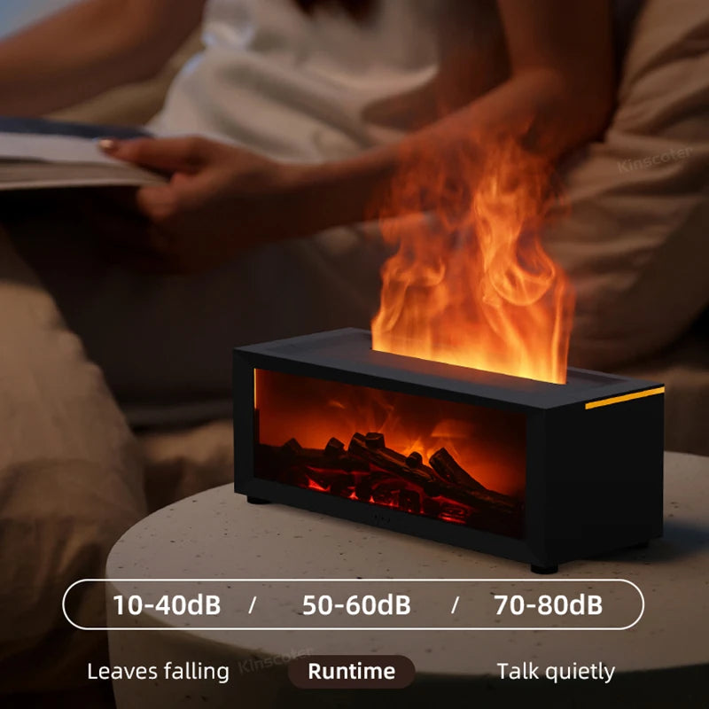Flammande atmosfär luftfuktare simulering eldstad