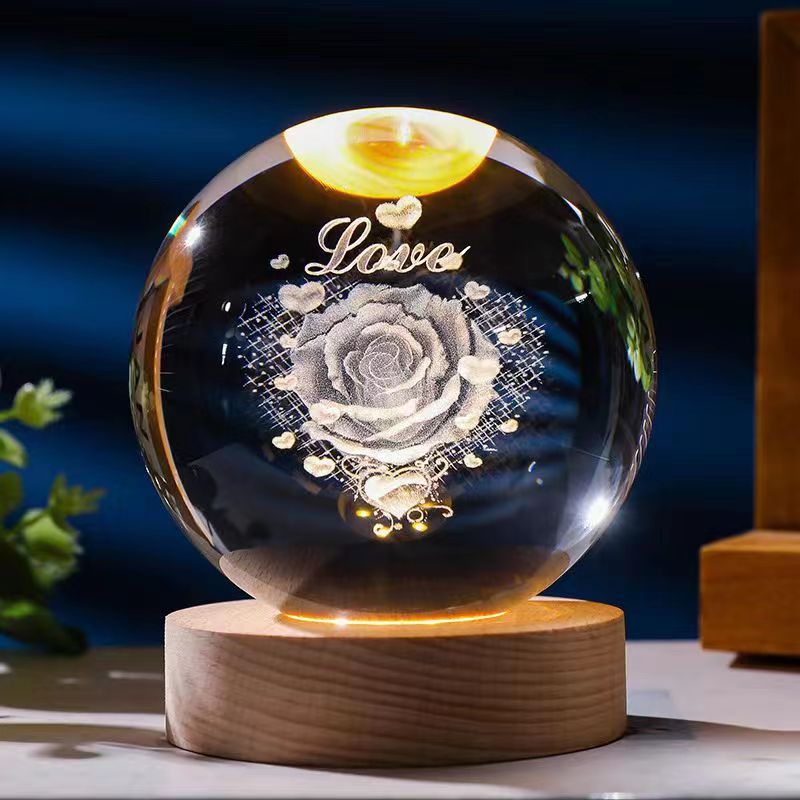 Stjärnhimmel 3D Mikro Landskap Kristallkula Hem Skrivbord Kreativ Interiör Snideri Vit Kristallkula Ornament Hantverk Presentprodukt
