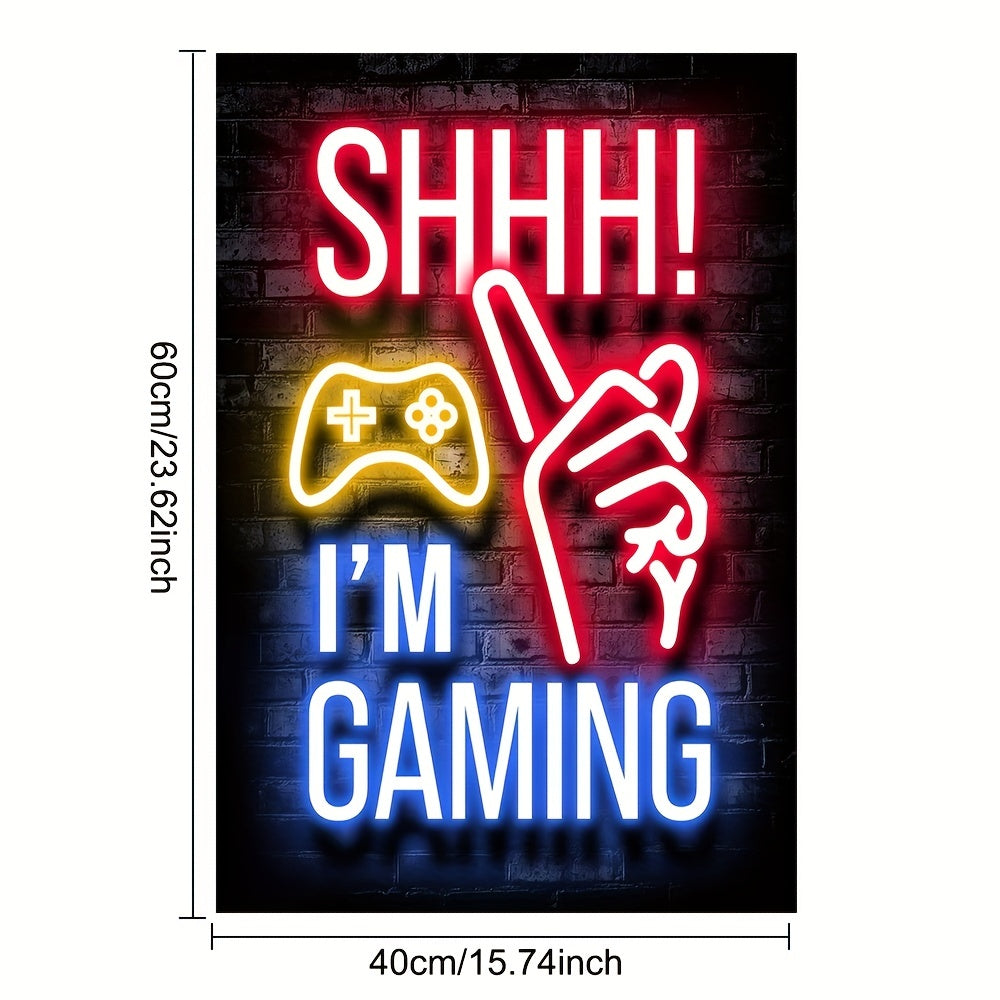 1 st neonspelposter - livfull canvastavla för spelhallar och pojkrum - perfekt väggdekor för Mancaves