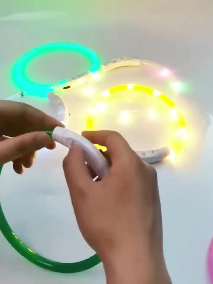 Hundhalsband med LED-ljus, helt lysande på natten, anti-förlust, USB-uppladdningsbart hundhalsband