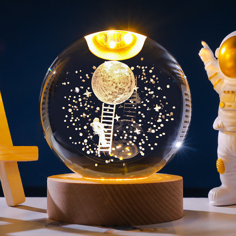 Stjärnhimmel 3D Mikro Landskap Kristallkula Hem Skrivbord Kreativ Interiör Snideri Vit Kristallkula Ornament Hantverk Presentprodukt