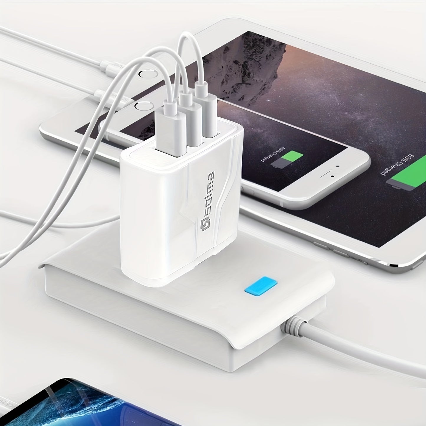 3 USB-portar Multifunktionellt laddningshuvud 5V 1A USB-laddningshuvud Enkel USB-laddare för mobiltelefon och surfplatta för iPhone och Android