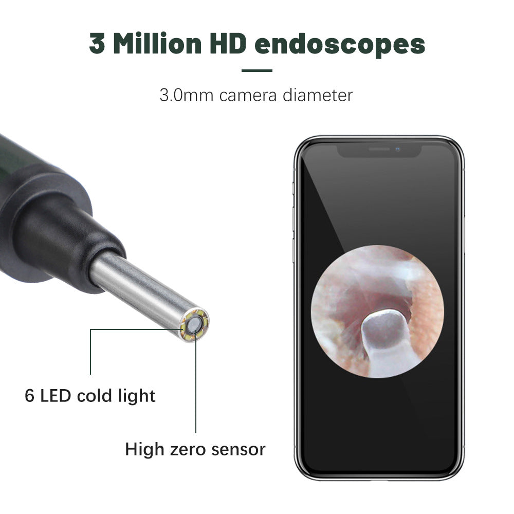 WiFi endoskop 3,9 mm synligt öronsked Luminous Ear Speculum HD öronplockarsticka
