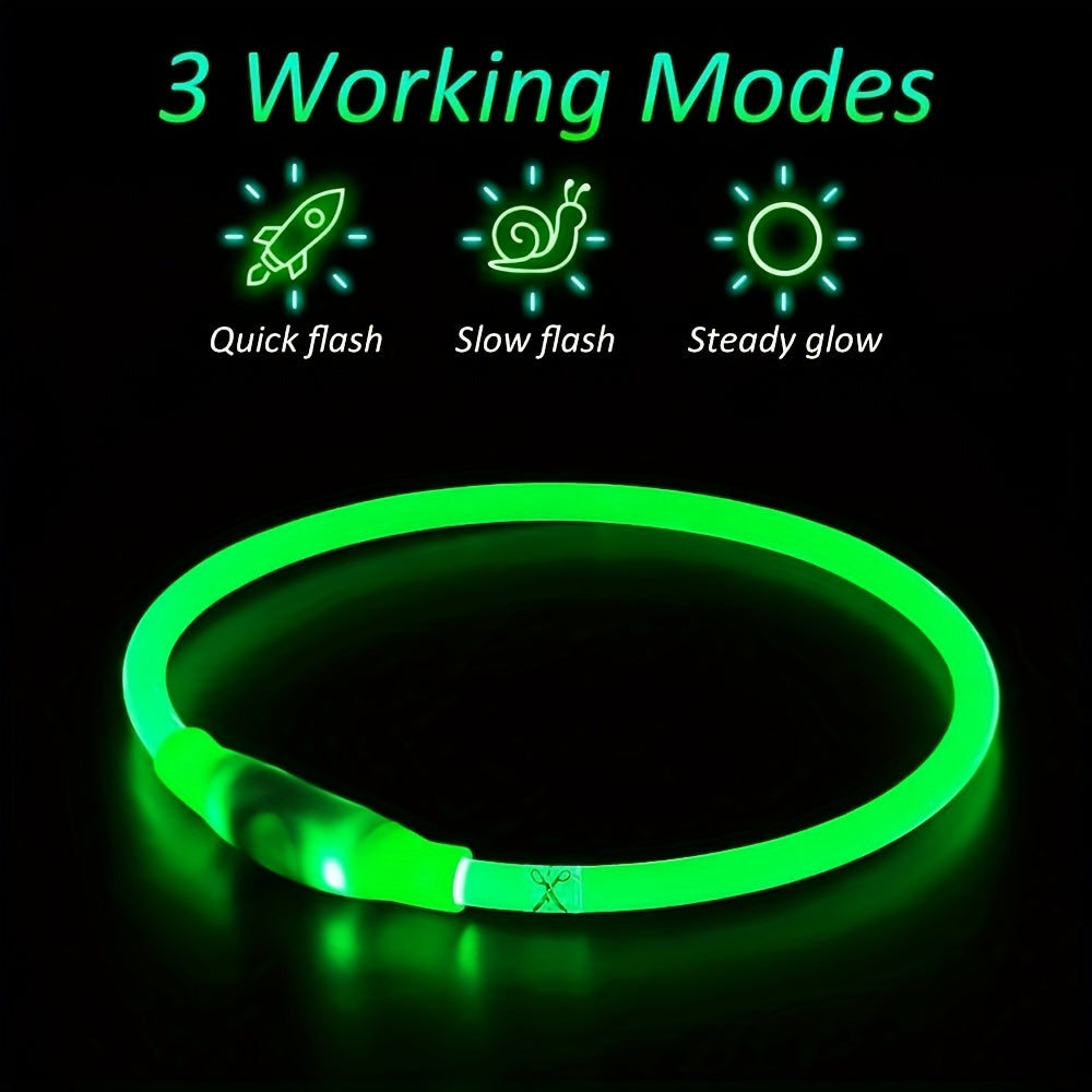 Hundhalsband med LED-ljus, helt lysande på natten, anti-förlust, USB-uppladdningsbart hundhalsband