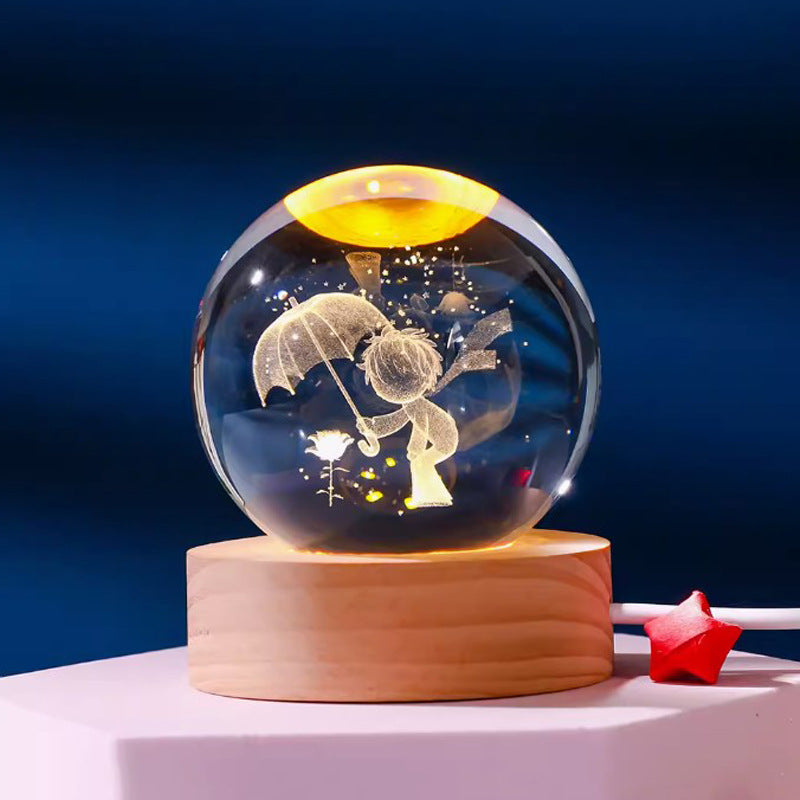 Stjärnhimmel 3D Mikro Landskap Kristallkula Hem Skrivbord Kreativ Interiör Snideri Vit Kristallkula Ornament Hantverk Presentprodukt