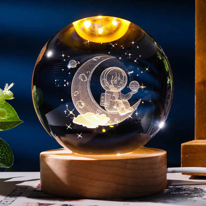 Stjärnhimmel 3D Mikro Landskap Kristallkula Hem Skrivbord Kreativ Interiör Snideri Vit Kristallkula Ornament Hantverk Presentprodukt