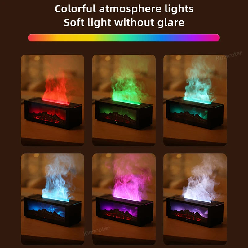 Flammande atmosfär luftfuktare simulering eldstad