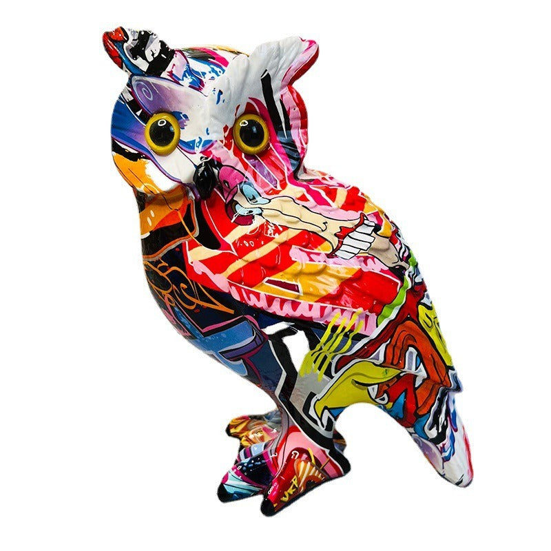 Kreativa färgglada ugglor harts ornament