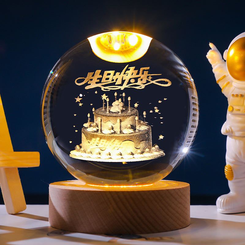 Stjärnhimmel 3D Mikro Landskap Kristallkula Hem Skrivbord Kreativ Interiör Snideri Vit Kristallkula Ornament Hantverk Presentprodukt