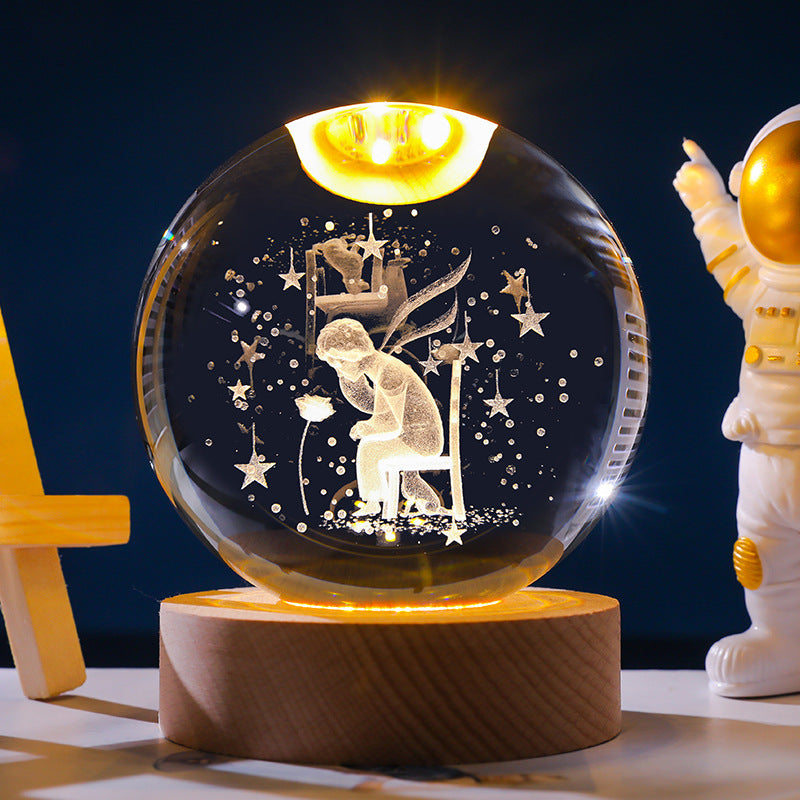 Stjärnhimmel 3D Mikro Landskap Kristallkula Hem Skrivbord Kreativ Interiör Snideri Vit Kristallkula Ornament Hantverk Presentprodukt