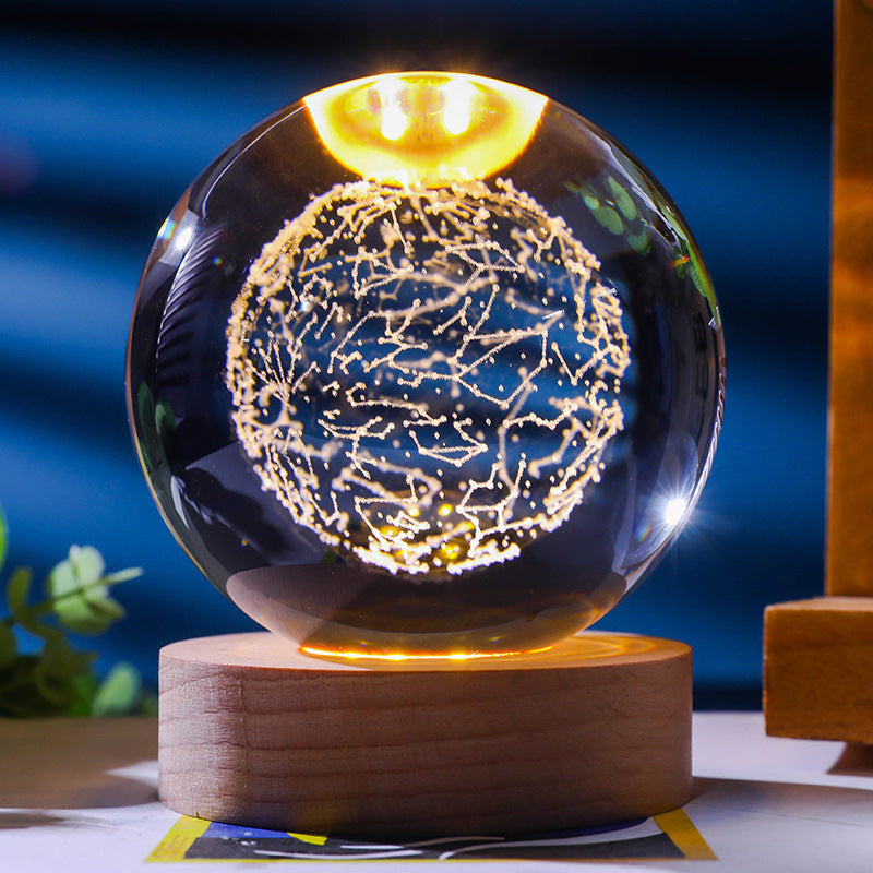 Stjärnhimmel 3D Mikro Landskap Kristallkula Hem Skrivbord Kreativ Interiör Snideri Vit Kristallkula Ornament Hantverk Presentprodukt