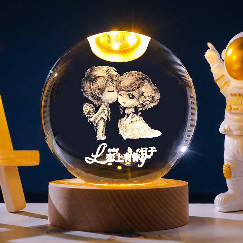 Stjärnhimmel 3D Mikro Landskap Kristallkula Hem Skrivbord Kreativ Interiör Snideri Vit Kristallkula Ornament Hantverk Presentprodukt