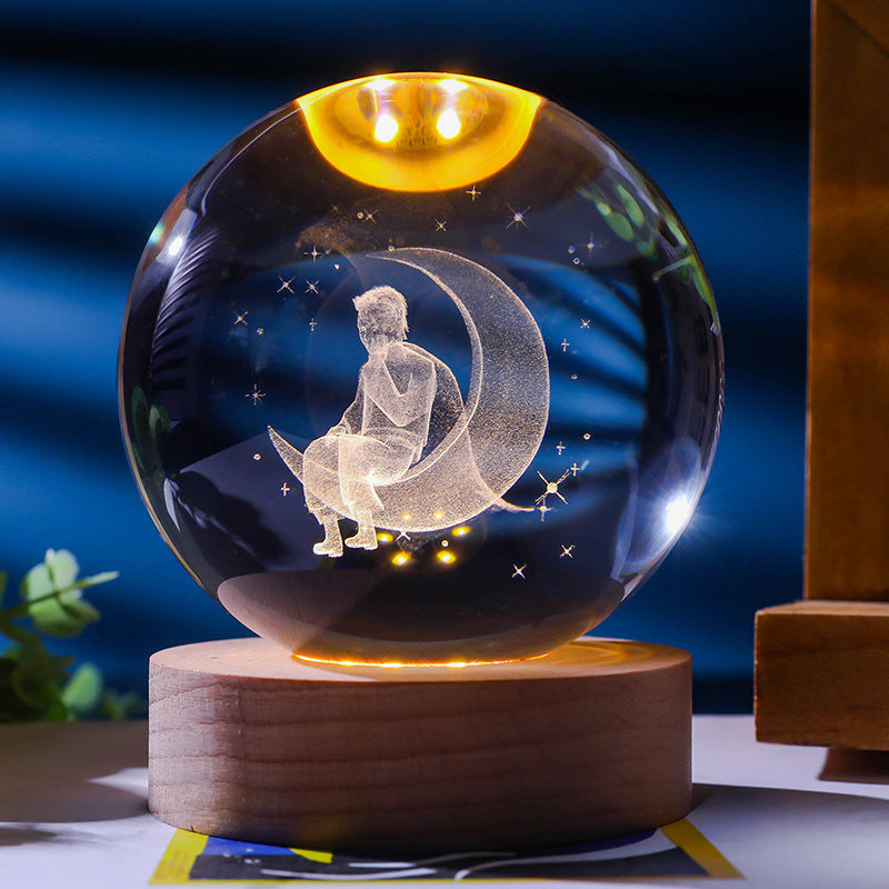 Stjärnhimmel 3D Mikro Landskap Kristallkula Hem Skrivbord Kreativ Interiör Snideri Vit Kristallkula Ornament Hantverk Presentprodukt