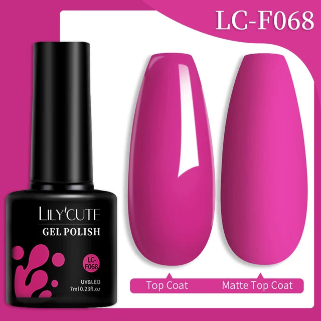 LILYCUTE 7ML Färgglad Gel Nagellack 129 Färger Långvarig För Manikyr Semi Permanent Base Top Coat Nail Art UV Gel Lack
