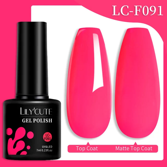 LILYCUTE 7ML Färgglad Gel Nagellack 129 Färger Långvarig För Manikyr Semi Permanent Base Top Coat Nail Art UV Gel Lack