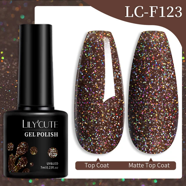 LILYCUTE 7ML Färgglad Gel Nagellack 129 Färger Långvarig För Manikyr Semi Permanent Base Top Coat Nail Art UV Gel Lack