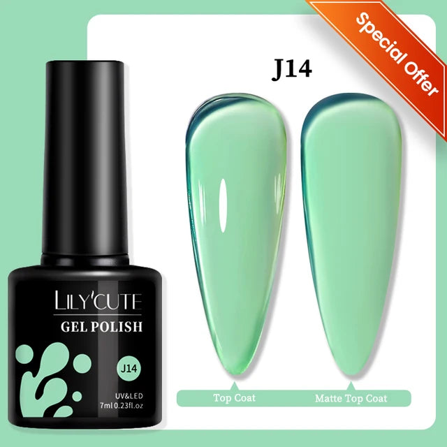 LILYCUTE 7ML Färgglad Gel Nagellack 129 Färger Långvarig För Manikyr Semi Permanent Base Top Coat Nail Art UV Gel Lack