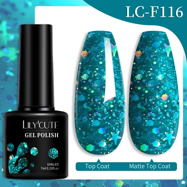 LILYCUTE 7ML Färgglad Gel Nagellack 129 Färger Långvarig För Manikyr Semi Permanent Base Top Coat Nail Art UV Gel Lack
