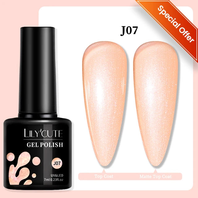 LILYCUTE 7ML Färgglad Gel Nagellack 129 Färger Långvarig För Manikyr Semi Permanent Base Top Coat Nail Art UV Gel Lack