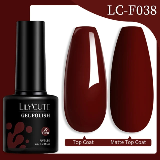 LILYCUTE 7ML Färgglad Gel Nagellack 129 Färger Långvarig För Manikyr Semi Permanent Base Top Coat Nail Art UV Gel Lack
