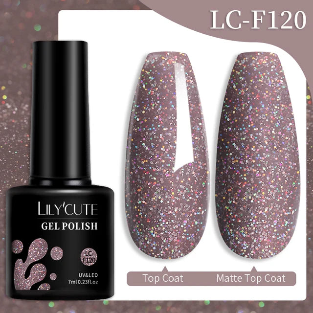 LILYCUTE 7ML Färgglad Gel Nagellack 129 Färger Långvarig För Manikyr Semi Permanent Base Top Coat Nail Art UV Gel Lack