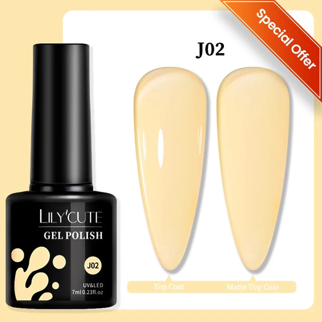 LILYCUTE 7ML Färgglad Gel Nagellack 129 Färger Långvarig För Manikyr Semi Permanent Base Top Coat Nail Art UV Gel Lack
