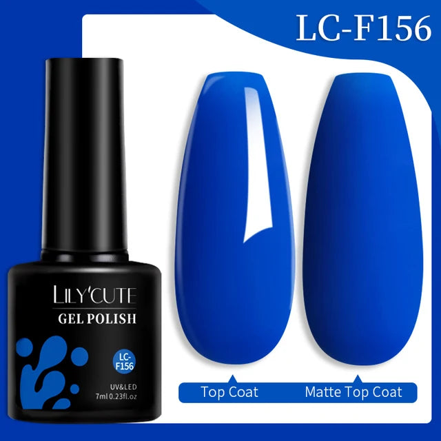 LILYCUTE 7ML Färgglad Gel Nagellack 129 Färger Långvarig För Manikyr Semi Permanent Base Top Coat Nail Art UV Gel Lack