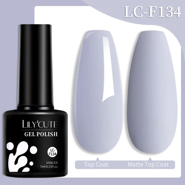 LILYCUTE 7ML Färgglad Gel Nagellack 129 Färger Långvarig För Manikyr Semi Permanent Base Top Coat Nail Art UV Gel Lack