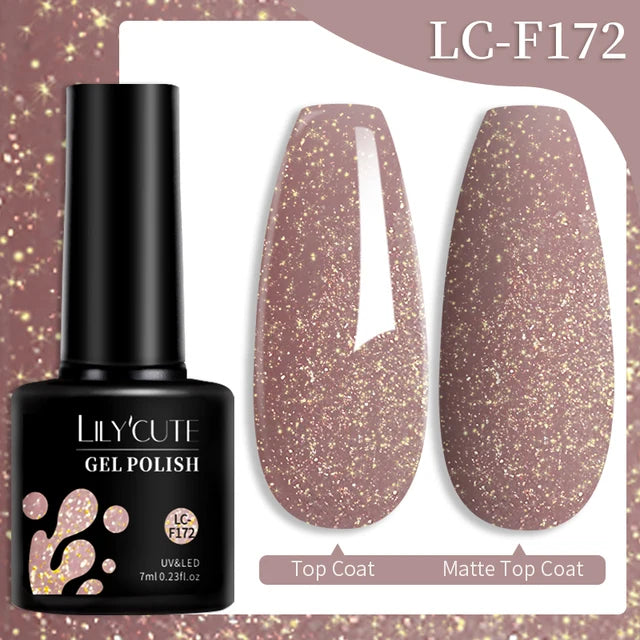LILYCUTE 7ML Färgglad Gel Nagellack 129 Färger Långvarig För Manikyr Semi Permanent Base Top Coat Nail Art UV Gel Lack