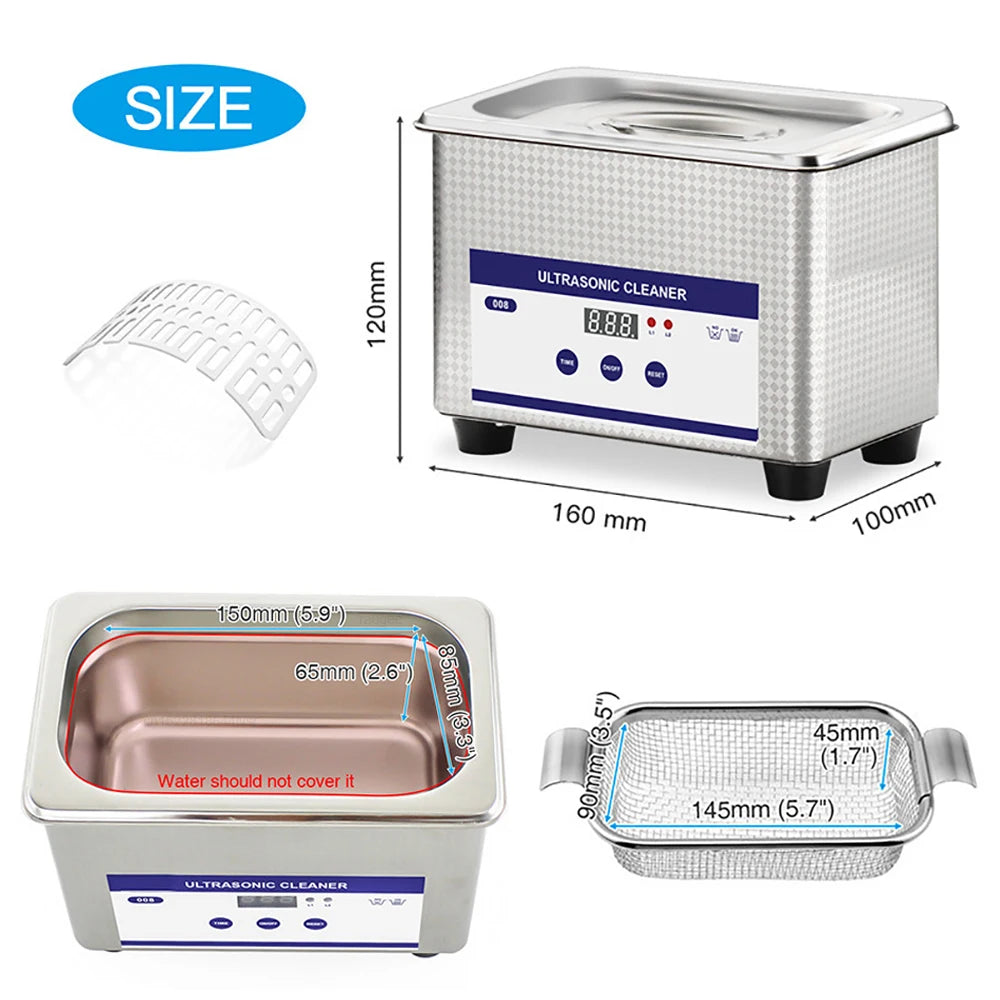 Ultraljudsrengöring 800ml Ultraljudsglasrengöring 40KHZ högfrekvent ultraljudstvättbad för smycken Rengöring av glasögon35W