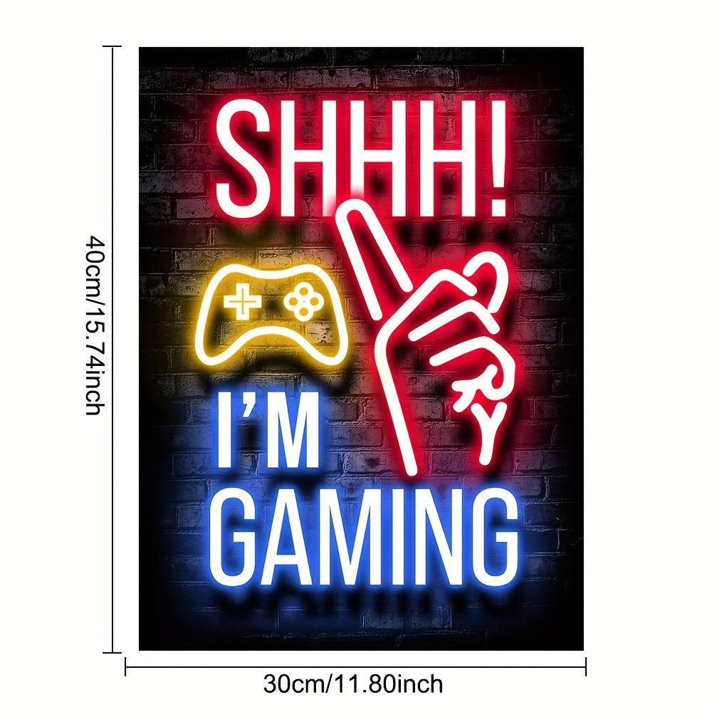 1 st neonspelposter - livfull canvastavla för spelhallar och pojkrum - perfekt väggdekor för Mancaves