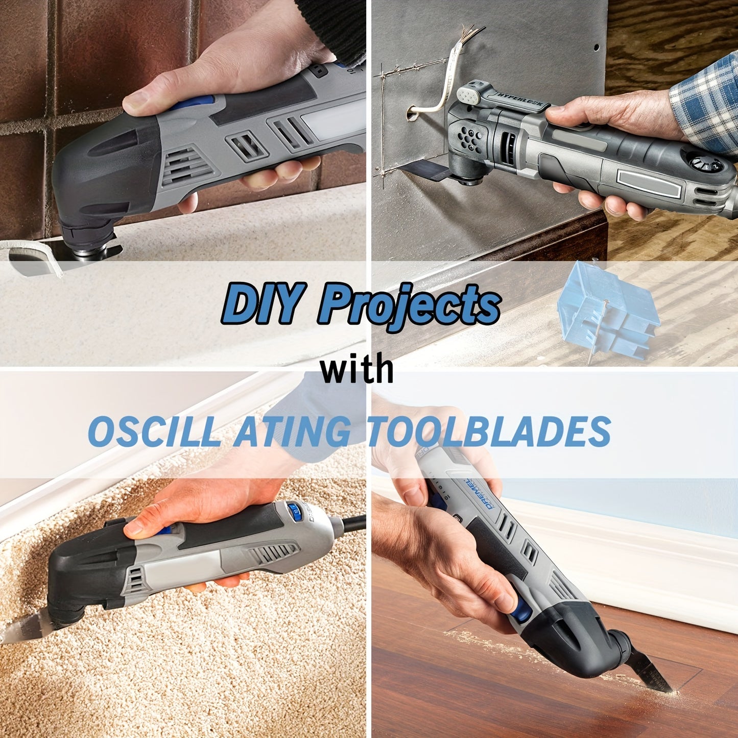 97-delars set med oscillerande sågblad: Multiverktyg för trä- och metallskärning, bimetallsågblad + sandpapper och snabbkopplingssågblad - Passar Dewalt, Ryobi, Milwaukee, Rockwell, Fein, Makita