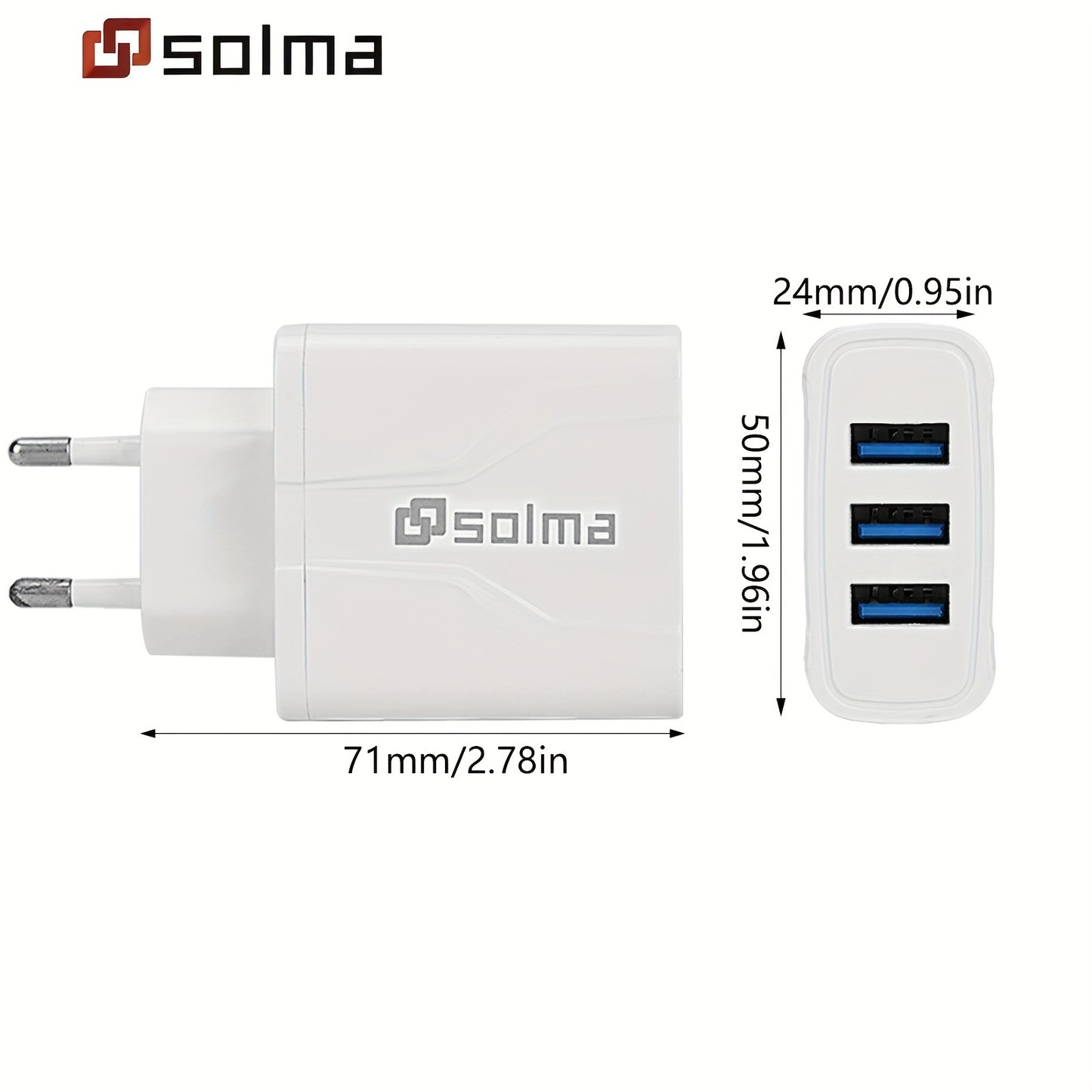 3 USB-portar Multifunktionellt laddningshuvud 5V 1A USB-laddningshuvud Enkel USB-laddare för mobiltelefon och surfplatta för iPhone och Android