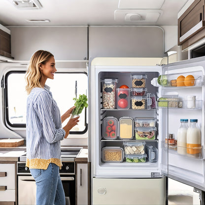 För husbilsorganisation! 4/8/10 st lufttäta matförvaringsbehållare med lock, BPA-fria plastbehållare för kök och skafferi för organisation av flingor, mjöl, socker, lämpliga husbil/husvagn