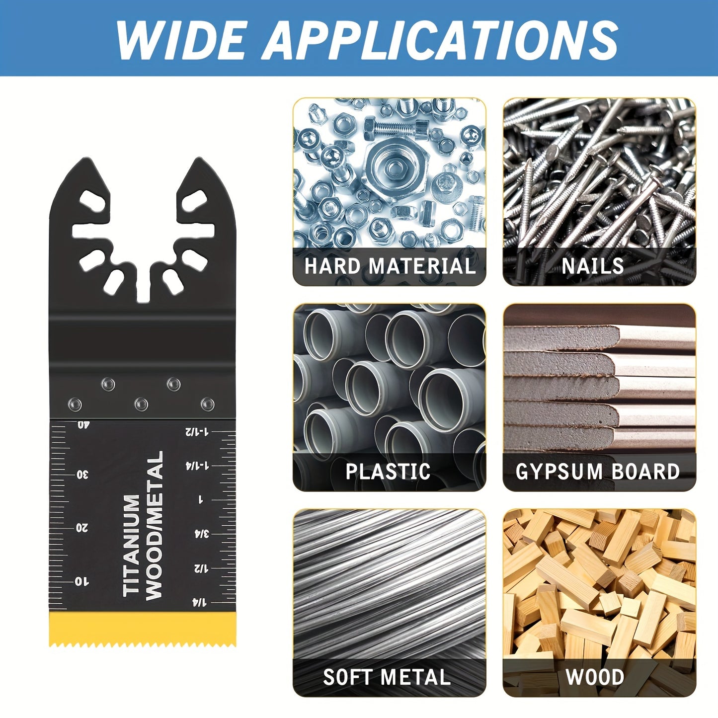 97-delars set med oscillerande sågblad: Multiverktyg för trä- och metallskärning, bimetallsågblad + sandpapper och snabbkopplingssågblad - Passar Dewalt, Ryobi, Milwaukee, Rockwell, Fein, Makita