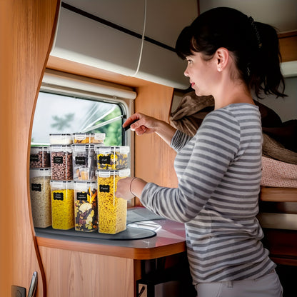 För husbilsorganisation! 4/8/10 st lufttäta matförvaringsbehållare med lock, BPA-fria plastbehållare för kök och skafferi för organisation av flingor, mjöl, socker, lämpliga husbil/husvagn