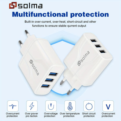3 USB-portar Multifunktionellt laddningshuvud 5V 1A USB-laddningshuvud Enkel USB-laddare