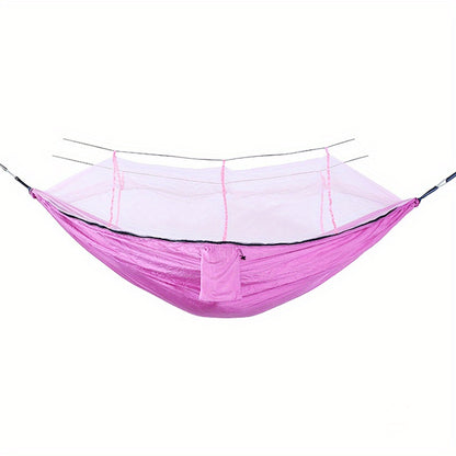Dubbelhängmatta med antirullning och myggnät för camping utomhus och hemmabruk.