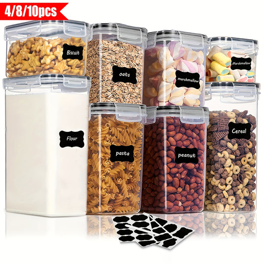 För husbilsorganisation! 4/8/10 st lufttäta matförvaringsbehållare med lock, BPA-fria plastbehållare för kök och skafferi för organisation av flingor, mjöl, socker, lämpliga husbil/husvagn