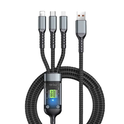 3 i 1 usb 100w kabel för snabbladdning och data mini usb typ c mikro lämpar sig för Iphone Android Xiaomi Huawei Oppo laddning