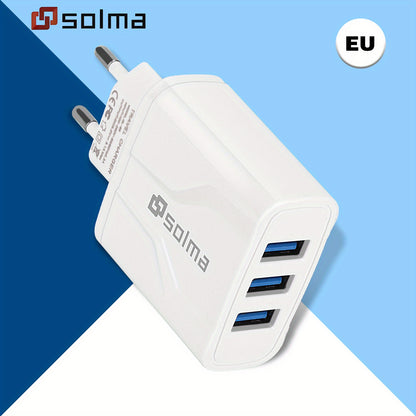 3 USB-portar Multifunktionellt laddningshuvud 5V 1A USB-laddningshuvud Enkel USB-laddare