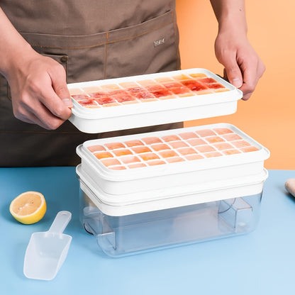 iskubsformar, ishinkformar, pressformar för ismaskin, frys med iskuber, täckta formar och iskubsformar (2 lager, 1 skopa och 1 pressplatta).