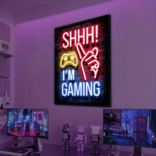 1 st neonspelposter - livfull canvastavla för spelhallar och pojkrum - perfekt väggdekor för Mancaves