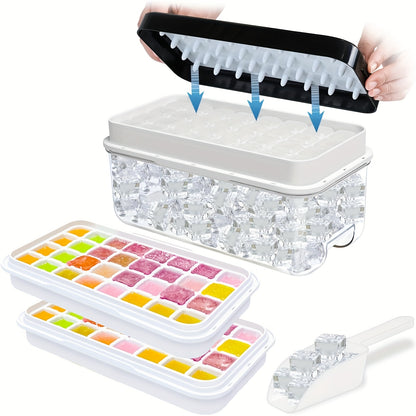 iskubsformar, ishinkformar, pressformar för ismaskin, frys med iskuber, täckta formar och iskubsformar (2 lager, 1 skopa och 1 pressplatta).