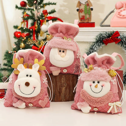 Julklappspåse, rosa glitterpresentpåse.