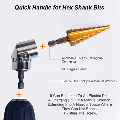 4 delar/set, slagkraftiga elhandverktyg, hylsnyckeladapter förlängningssats, 1/4" 3/8" 1/2" sexkantsborr, mutterdragare, bitssats + 105 graders vinkelmejsel, förlängningsskruvmejsel, borrtillbehör